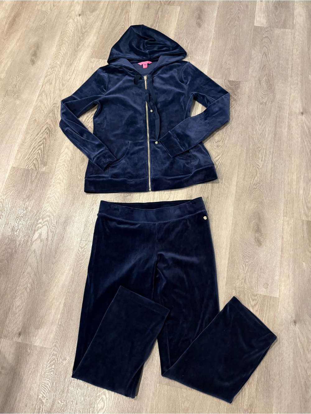 Lilly Pulitzer Navy Velour Zip Hoodie & Track Pants Set
